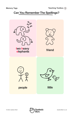 Flash cards to help dyslexic children