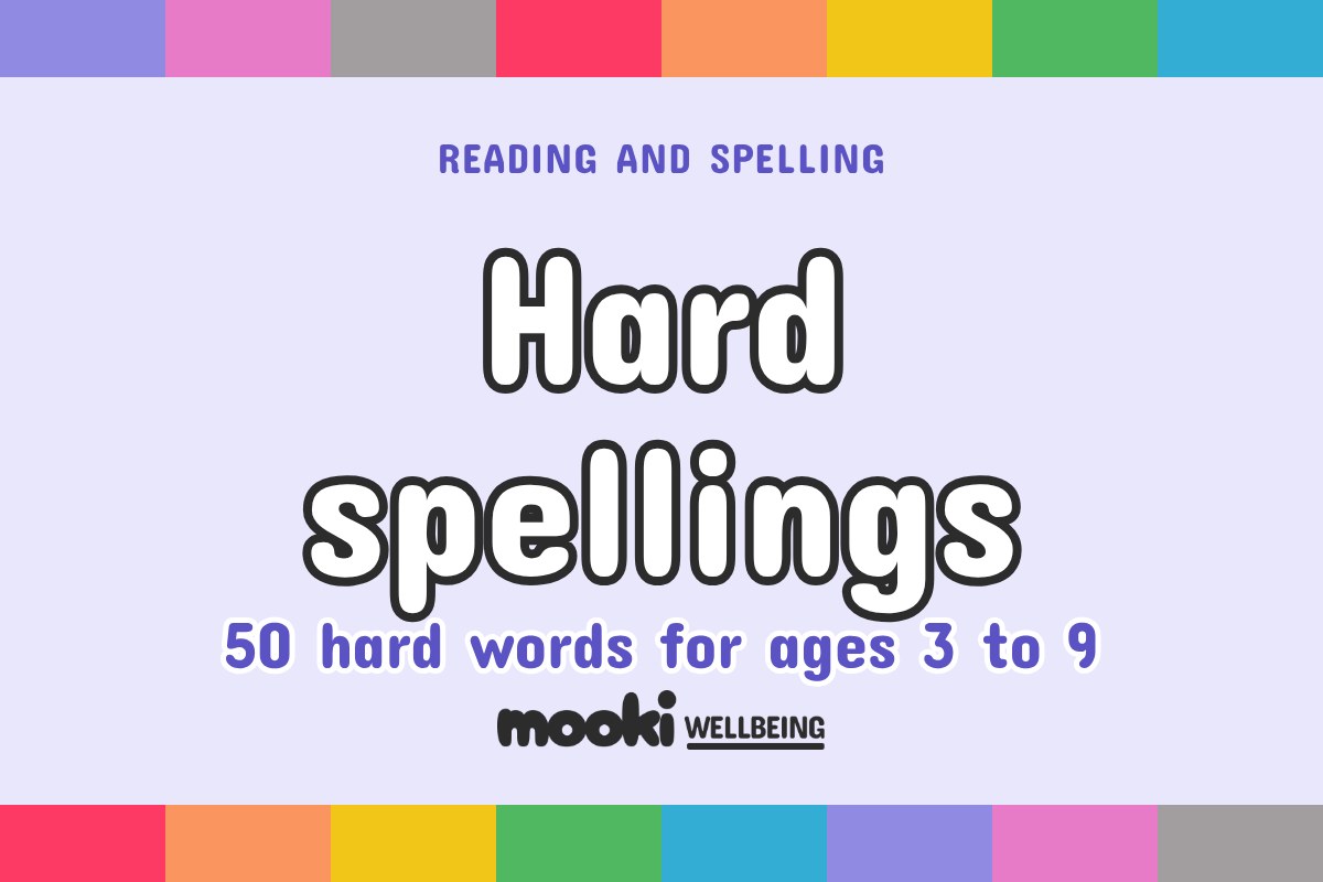 50 Hard words to spell, dyslexic kids ages 3-9+
