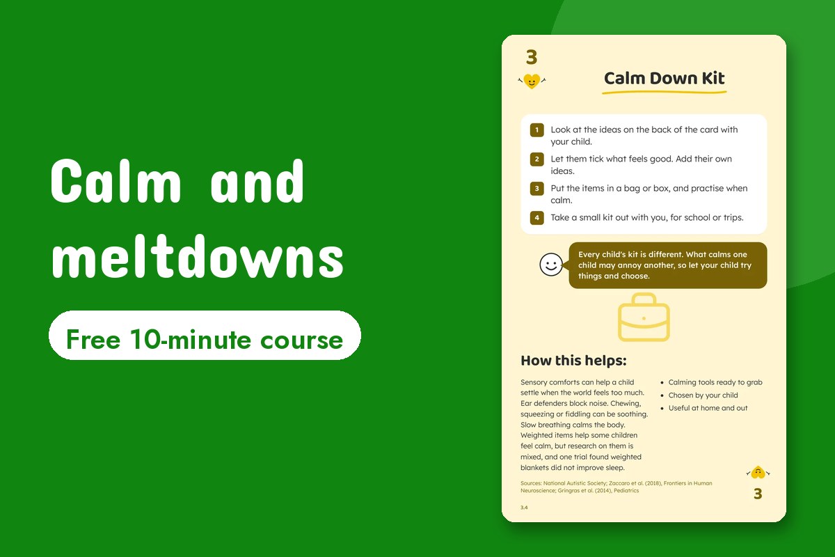 Autism meltdowns and calm: free 10-minute course