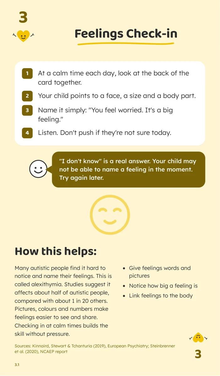 The Feelings Check-in card from the Mooki Cards Autism deck.